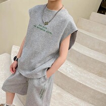 Children sleeveless vest suit 2022 Summer fried street boy handsome and thin net red boy casual sports summer clothing