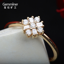 Gem Miner 18k yellow gold Rhombus Snowflake diamond ring white gold rose gold beautiful diamond ring for women