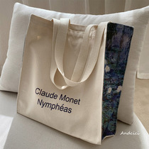 British Museum ~ Monets Water Lilies ~ Oil Painting Canvas Bag Womens Shoulder Bag Large Handbag Student Schoolbag