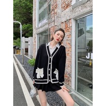 Gangfeng retro chic early autumn jacket 2021 New French single-breasted knitted cardigan outer sweater jacket