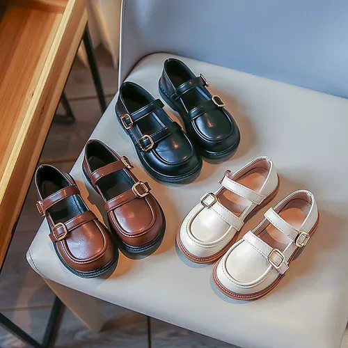 Весенняя мягкая черная детская обувь для кожаной обуви для принцессы в английском стиле, тренд сезона, мягкая подошва, в западном стиле, в британском стиле