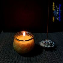 Hui lamp light butter lamp 24 hours flat mouth lotus flower for Buddha lamp household Buddha lamp candle long light smokeless and tasteless