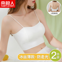 Beautiful back underwear womens summer thin anti-light bandeau vest type new incognito U-shaped small bra gathered bra