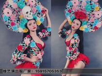 Nightclub color conjoined clothes pants skull headgear gogo nightclub ds performance dance team Business tour theme School