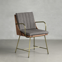 NORHOR Nordic expression retro industrial style Walnut wood with seat bag DATO Bronze armchair dining chair 2 colors K