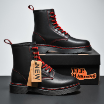 1460 Martin Boots Mens Mid-Gang Leather Boots High Leather Shoes Korean Black Leather Boots Autumn and Winter Mens Shoes