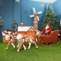 Christmas decoration deer cart large scene layout Christmas supplies hotel hall window display sled car