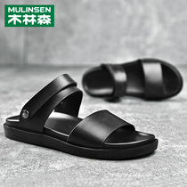 Mens genuine leather sandals 2022 Summer new two wearing slippers outside wearing non-slip casual leather sandals with beach shoes