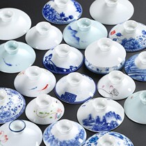 Cover bowl tea cup single lid ceramic three tea bowl household accessories kung fu tea set zero with blue and white porcelain large