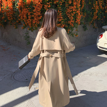Windbreaker women 2021 New Korean version of long classic double-breasted khaki little spring and autumn temperament jacket