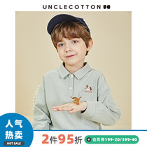 Cotton uncle Child long sleeve polo shirt boy turned in handsome pure color casual blouse soft bead spring new product