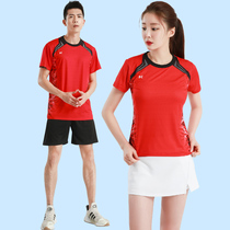 2021 new badminton sports suit womens top quick-drying mens short-sleeved training game suit custom table tennis shirt