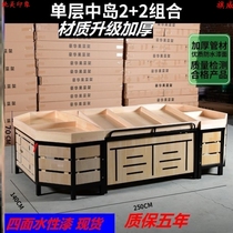 Vegetable store steel wood frame fruit shop wooden supermarket fruit shelf convenience store display rack community drink super