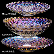 Living room fruit plate personality creative crystal glass large fruit plate luxury modern coffee table European snack plate