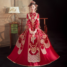 Show and suit 2022 New bride to be married to a wine jacket Chinese wedding dress The Chinese wedding dress is thin out of the attic summer