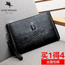 Louis Noble Men Hands Bag Mens Wave Casual Mens Bags Crocodile Print Large Capacity Hands Grab Bag Letter Enveloping Clip Bag