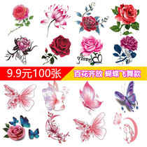 Tattoo stickers female sexy waterproof durable simulation cute hipster rose flowers butterfly mask 3D sticker