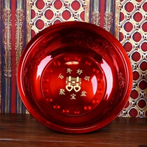 Wedding red basin Stainless steel bridal basin Wedding toiletries dowry enamel washbasin high-grade dowry happy basin thickened