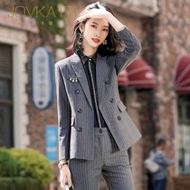  JOVKATTI business wear high-end striped suit suit female 2021 spring and autumn fashion goddess fan business formal new