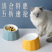 Cat bowl cat food Basin drinking water one cat cat food basin kitten drinking water bowl stainless steel double bowl three Bowl Pet Supplies
