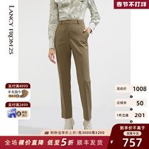 Langzi suit professional pants womens winter 2021 new green high-rise straight cropped suit pants