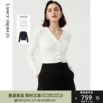 The Longpose Law Style Temperament V Collar Wool Knit Cardigan 2022 Spring new Dont give a touch of female design