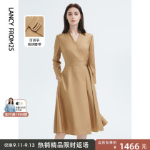Langzi French temperament waist-fast casual high-rise shirt dress womens fall 2022 new slim long skirt