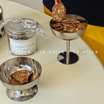 click stainless steel goblet creative cocktail wine glass ice cream dessert bowl 304 gourmet blogger pose