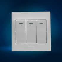 Simon three open dual control switch socket panel triple double open bed three double link 86 type wall L51032BY