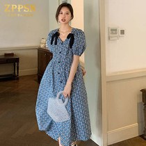 Italy ZPPSN counter maternity dress V-neck temperament short-sleeved dress Summer new maternity dress medium-long section