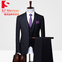 High-end suit suit mens three-piece slim-fit suit Business formal wedding groom dress Best man suit men