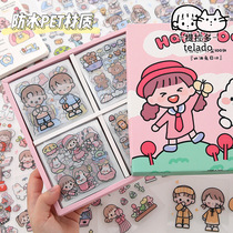 Cartoon Girl 100 Handbook Waterproof Cup Sticker Set Hand Account Sticker Posting ins Girl Heart Cute Small Pattern