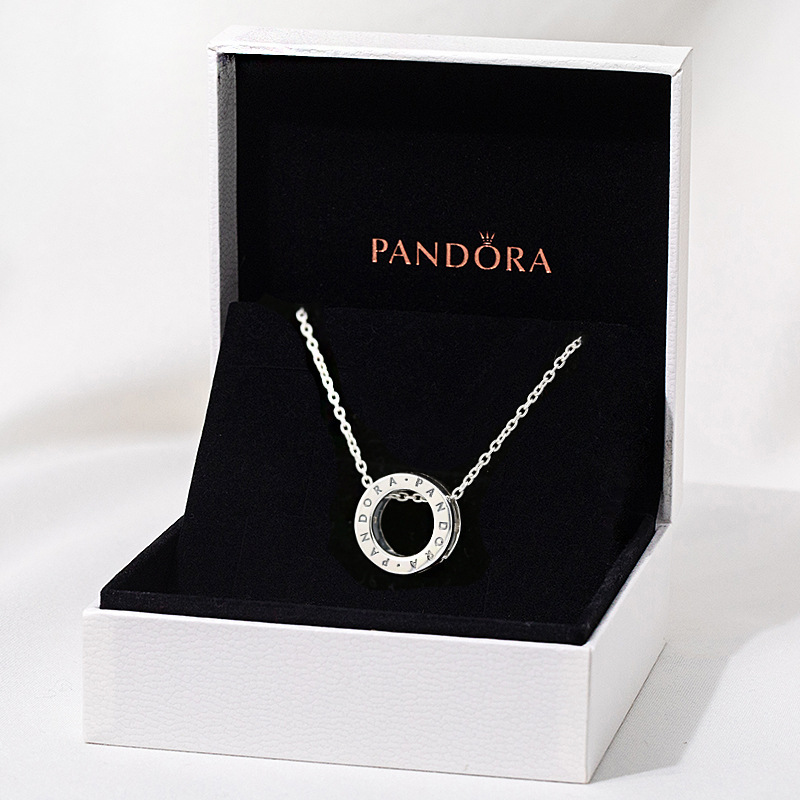 Pandoras official website Pandora male and female couple S925 silver fashion simple classic logoo ring necklace gift