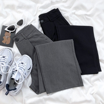 RENA super-good pendant feeling retro high waist Jane approachy slim width leg pants straight cylinder loose casual suit tugging long pants