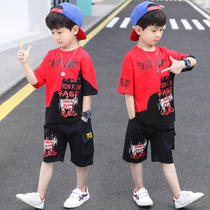 Childrens clothing boys summer suit 2021 new summer middle and large children thin short-sleeved handsome boy clothes tide
