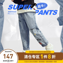 (Super cow) minipeace Taiping Bird childrens pants spring and autumn Mickey boy jeans tide Q