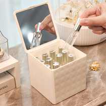 Desktop perfume sample storage box ins dustproof with mirror split lipstick box dressing table flip finishing box
