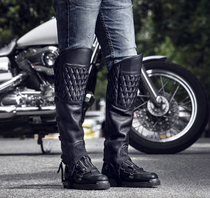 Harei Motorcycle Bull Leather Kneecap Rider Black Genuine Leather Windproof Warm Kneecap Autumn Winter Thickened Riding for Anti-chill