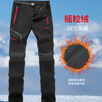 Outdoor assault pants mens winter plus velvet padded mountaineering ski pants windproof waterproof large size fleece warm soft shell pants