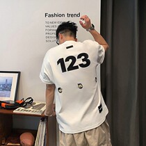 Xu Tai-Wang Street Cartoon Printing Short Sleeve T-shirt Men Summer Thin Little Cotton Mens Five-Stand Cotton