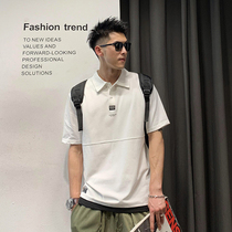 Xu Tailang mens slim polo shirt Short-sleeved Ruffian handsome fried street fashion casual American fashion brand solid color t-shirt