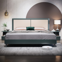 Modern light luxury bedroom solid wood bed double 1 8 meters dark green Nordic simple 1 5 meters air pressure high box storage bed