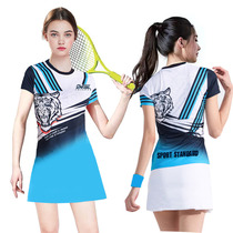 Badminton dress womens summer new couple quick-drying breathable short-sleeved sports mesh large size Korean tennis suit