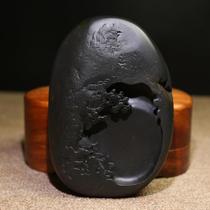 She inkstone old pit chailin stone seed material Study Four Treasures natural original Stone Inkstone table practical collection ornaments dragon tail Inkstone