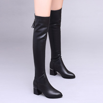 Boots Womens knee long boots Spring and autumn single boots 2021 autumn and winter New High heel Knight boots stretch boots high boots