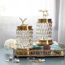 European elk storage tank living room metal glass jewelry jar creative candy jar American light luxury home decorations