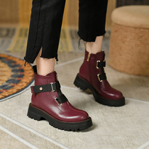 GAIAIER Bordeaux wine red ~ new leather first layer cowhide fashion vintage versatile comfortable Net Red
