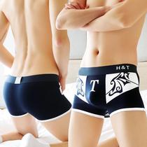 New Mens Underwear Pure Cotton Flat Corner Pants Sport Four Corners Pants Personality Breathable Shorts Youth Sexy Mid-Waist Pants Head