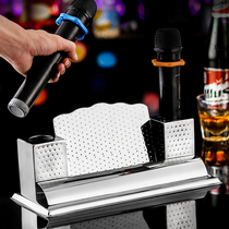 Stainless steel microphone rack bar KTV desktop wireless wheat rack cleaning bar microphone stand base can be customized logo