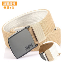 2021 new AWMN double-sided canvas casual mens belt single lap current belt